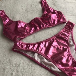 metallic pink bikini